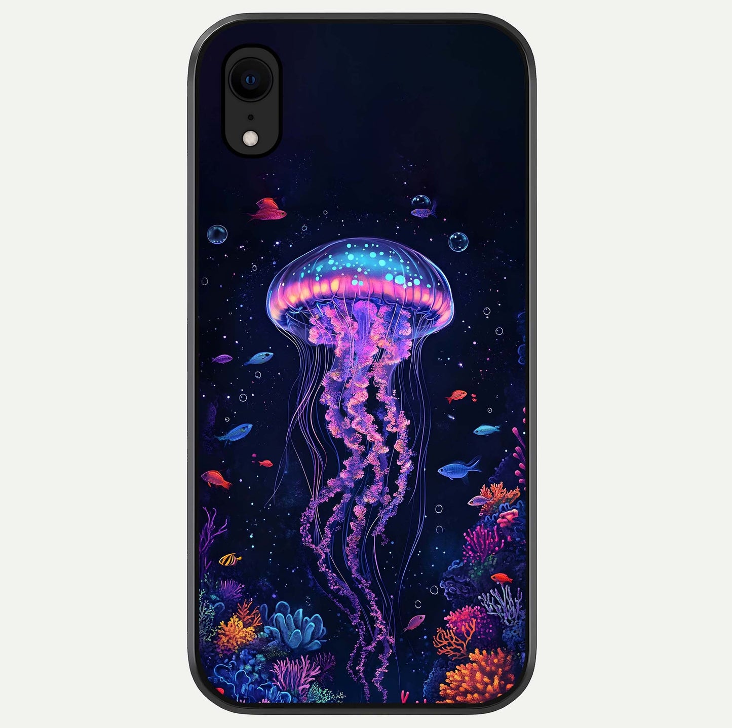 Neon Jellyfish Glass Case For iPhone Xr by Custom World