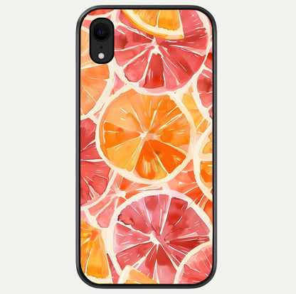 Orange Fruits Pattern Glass Case For iPhone Xr by Custom World