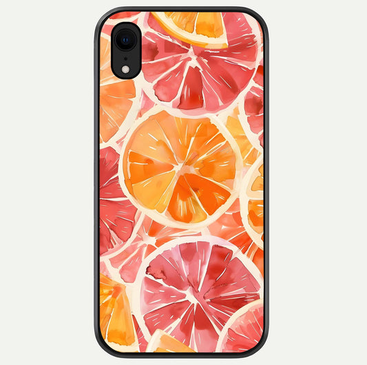 Orange Fruits Pattern Glass Case For iPhone Xr by Custom World
