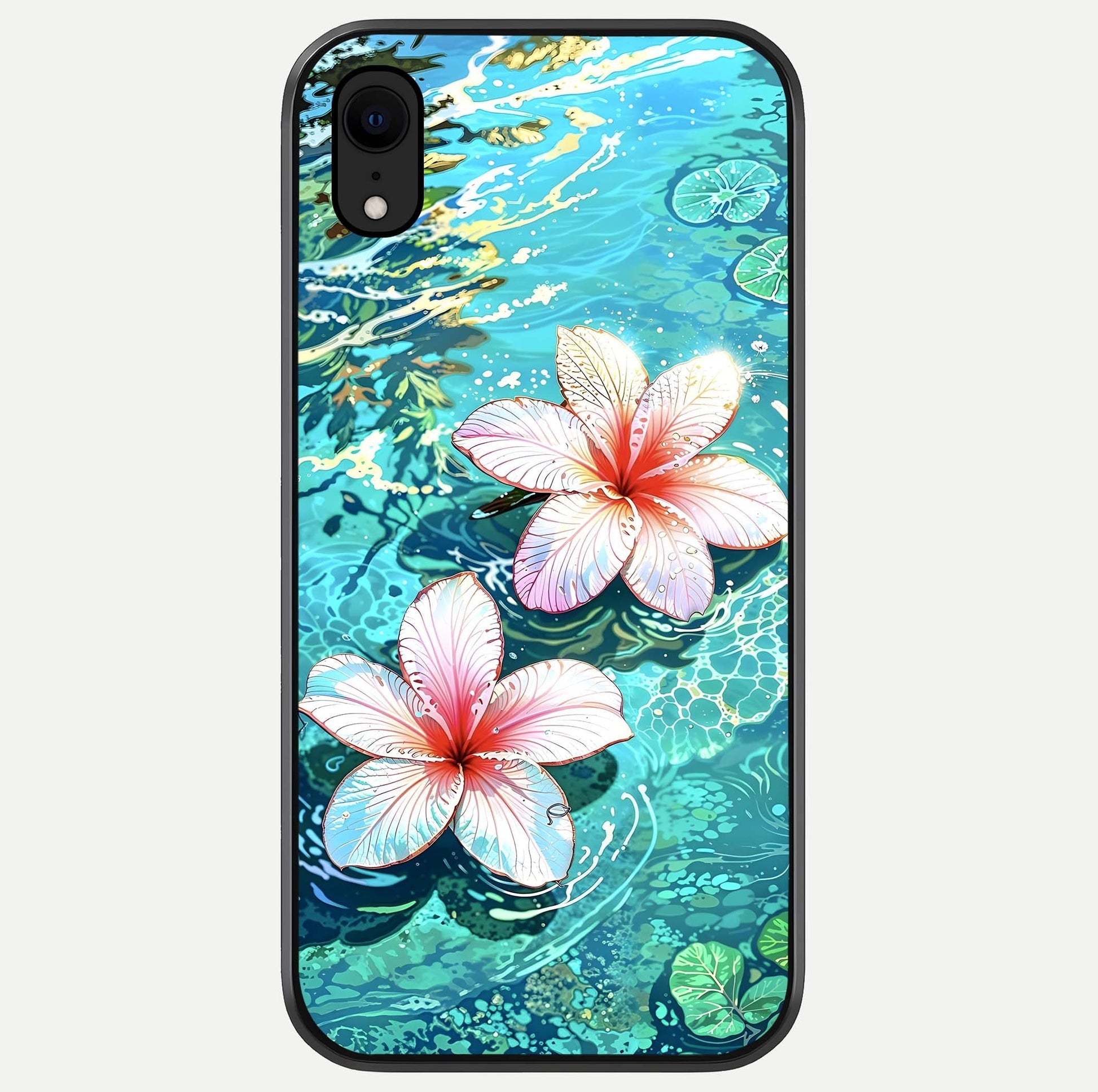 Pink Flowers in Water Glass Case For iPhone Xr by Custom World