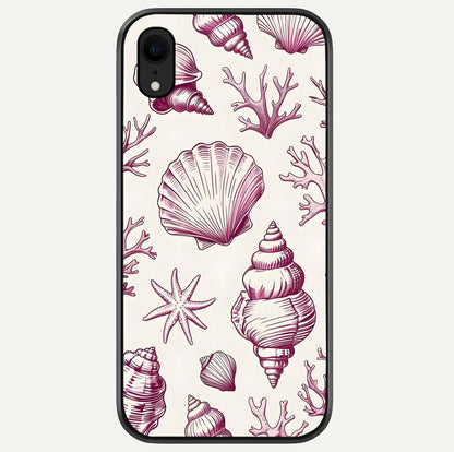 Pink Shells Outline Glass Case For iPhone Xr by Custom World