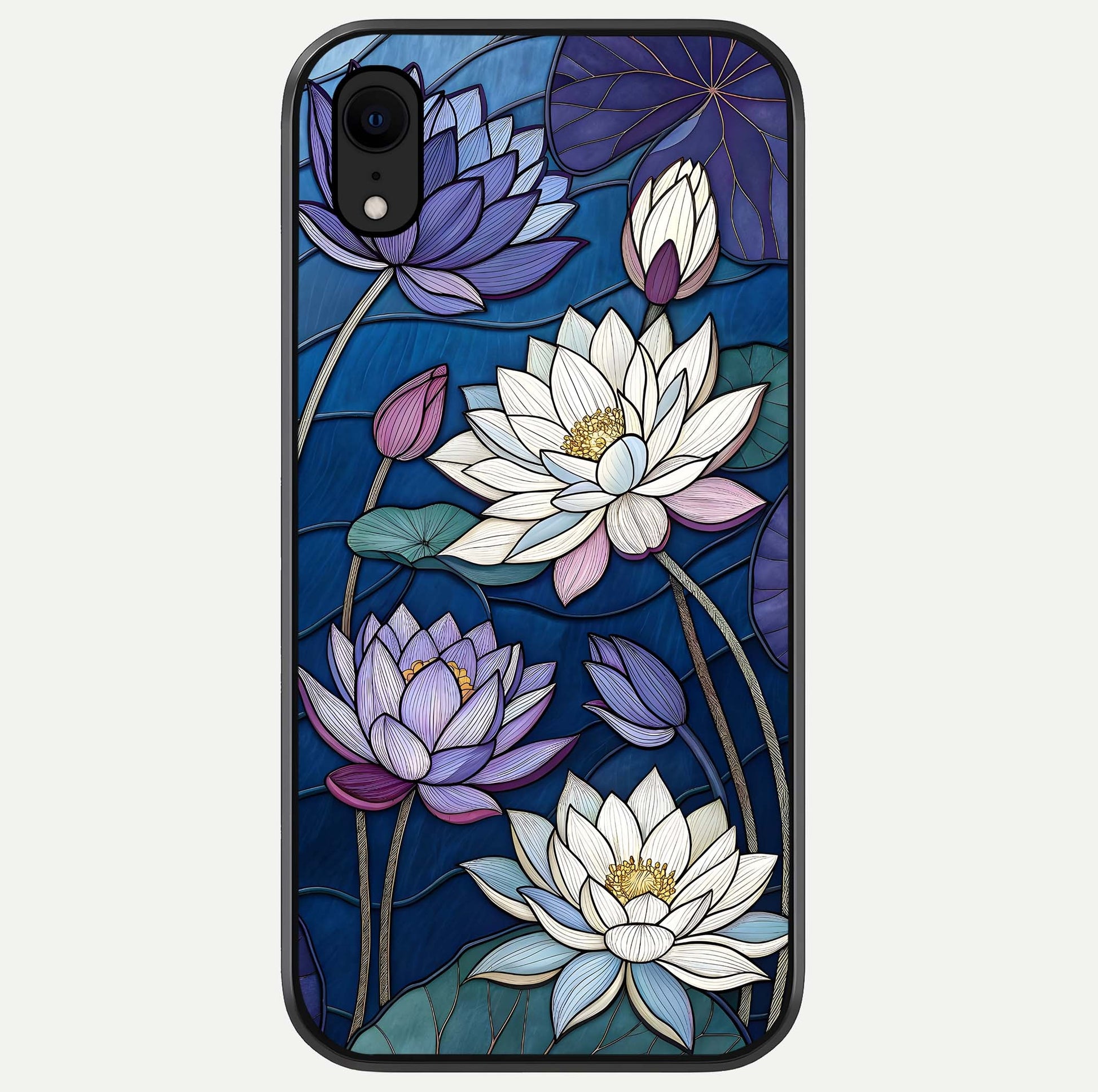 Purple Lotus Stained Glass Case For iPhone Xr by Custom World
