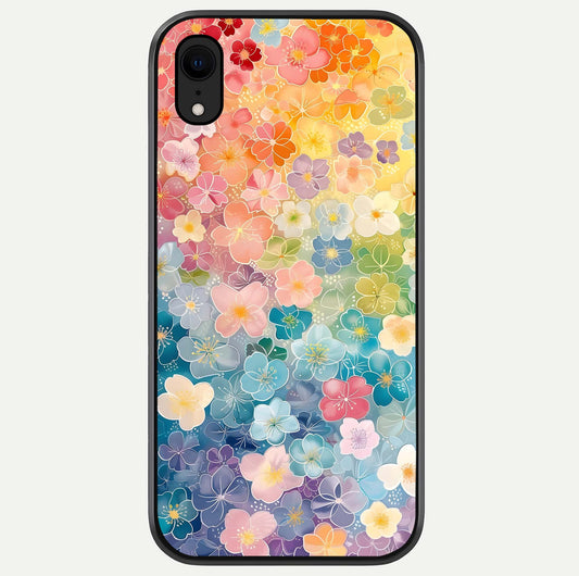 Rainbow Blossom Burst Glass Case For iPhone Xr by Custom World