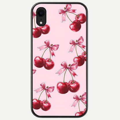 Red Cherries Pattern Glass Case For iPhone Xr by Custom World