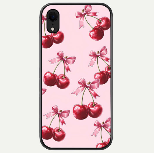 Red Cherries Pattern Glass Case For iPhone Xr by Custom World