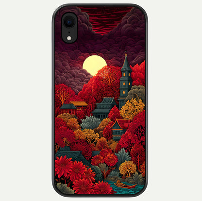 Scarlet Autumn Temple Glass Case For iPhone Xr by Custom World