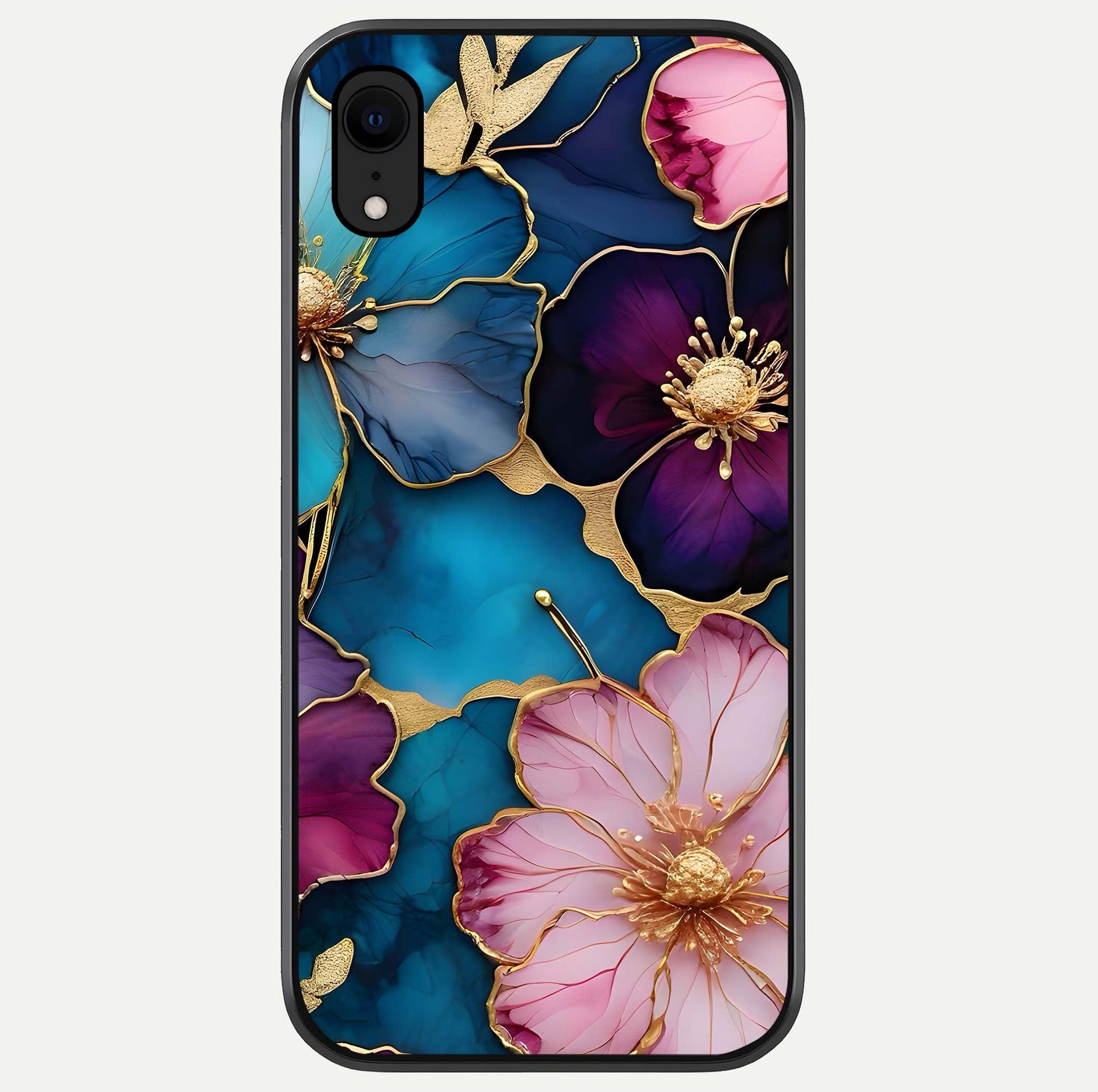 Sparkle Floral Glass Case For iPhone Xr by Custom World