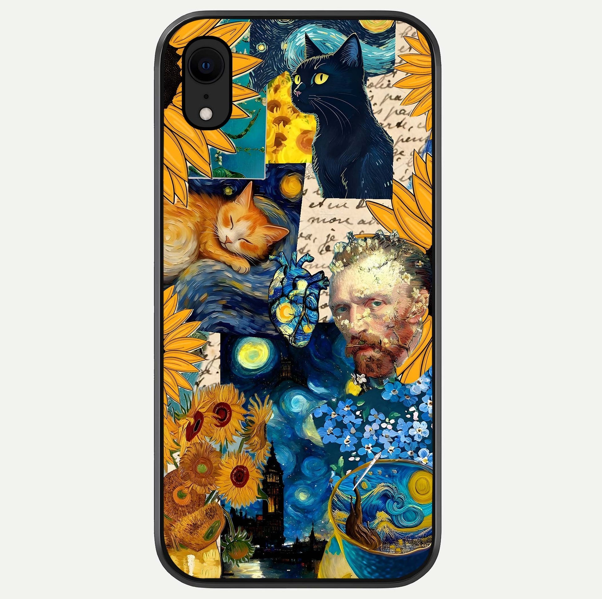 Sunflower Cat Art Glass Case For iPhone Xr by Custom World