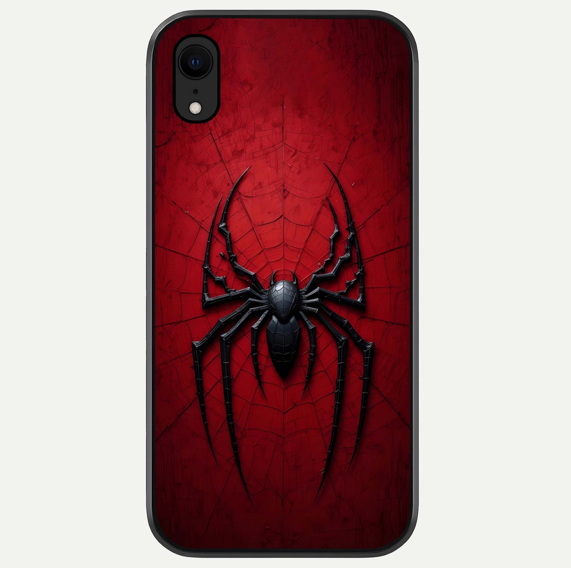 Superhero Web Emblem Glass Case For iPhone Xr by Custom World