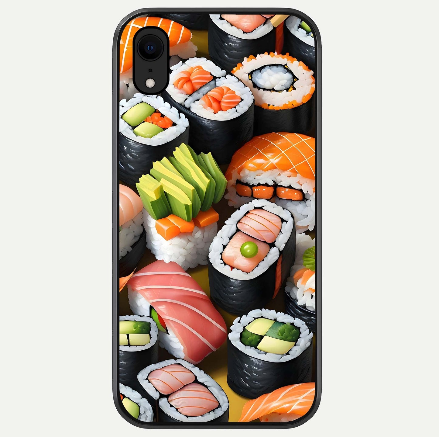 Sushi Food Pattern Glass Case For iPhone Xr by Custom World