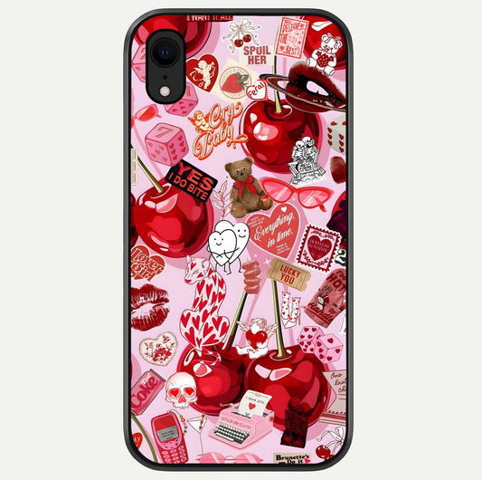 Sweet Cherry Chaos Glass Case For iPhone Xr by Custom World
