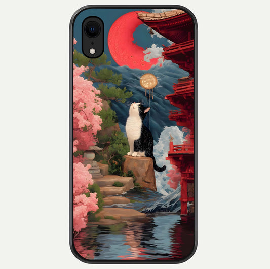 Temple Cat Scenery Glass Case For iPhone Xr by Custom World