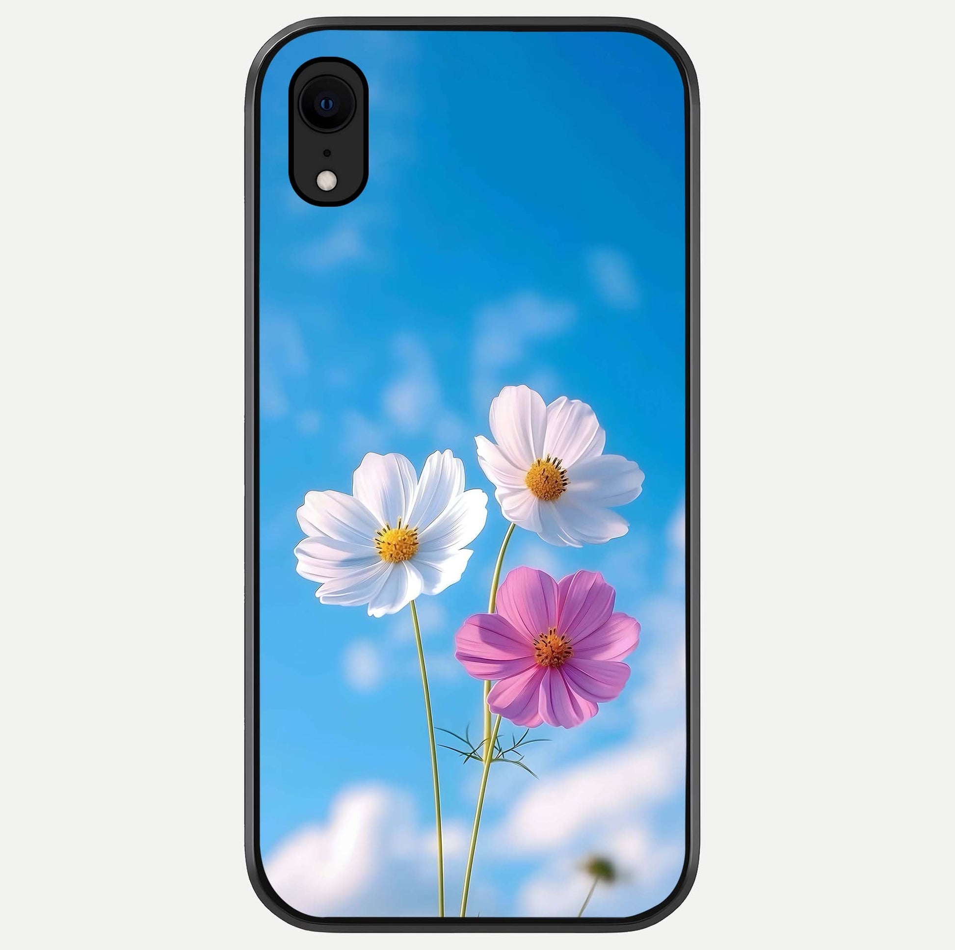 Triple Flowers With Sky Glass Case For iPhone Xr by Custom World