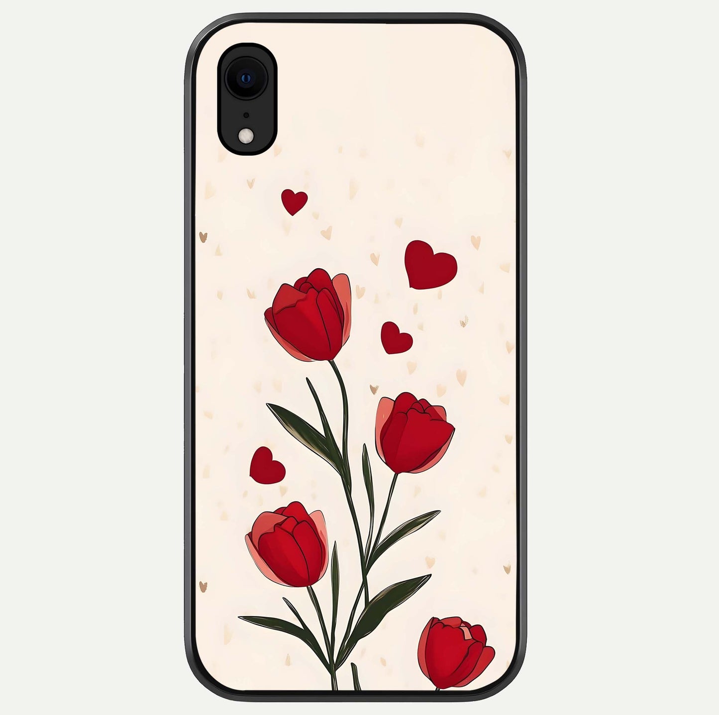 Tulip With Heart Glass Case For iPhone Xr by Custom World