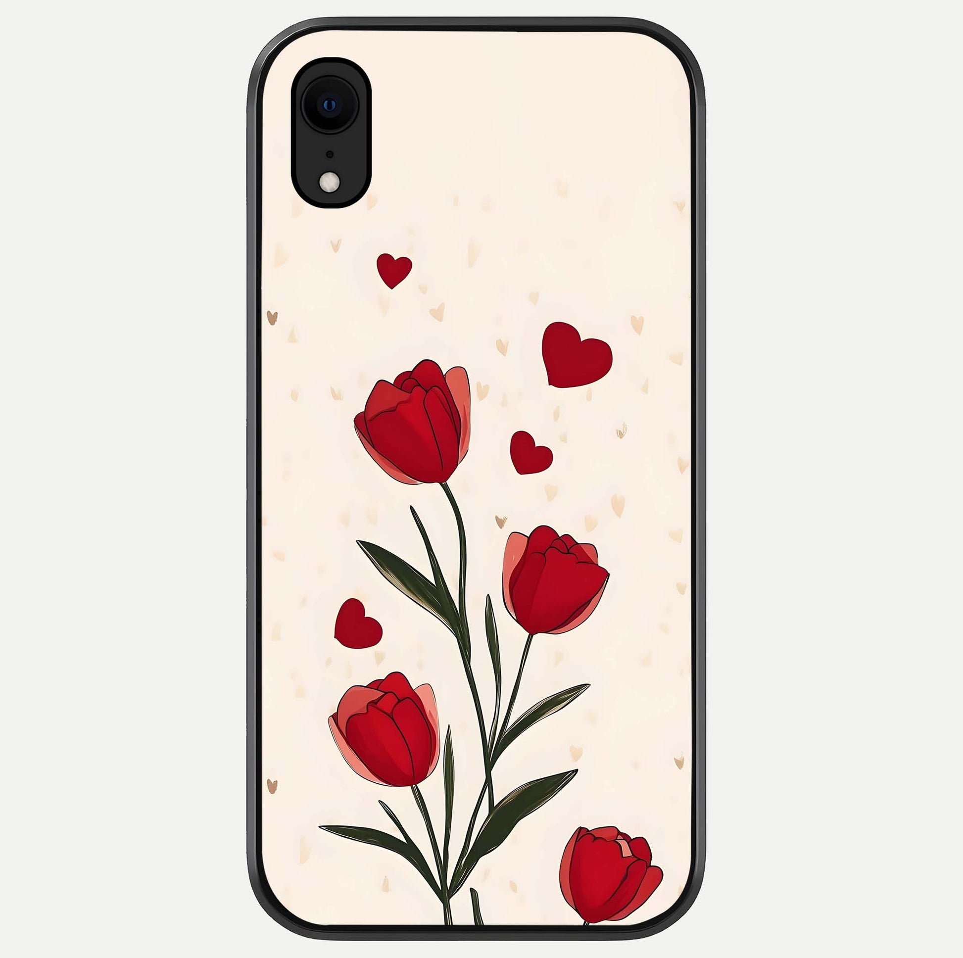 Tulip With Heart Glass Case For iPhone Xr by Custom World