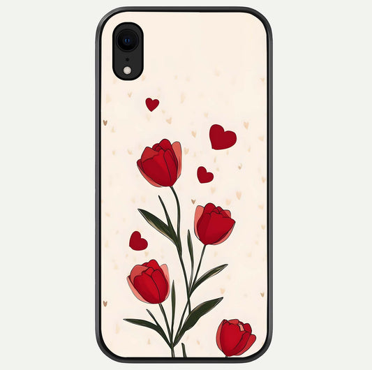 Tulip With Heart Glass Case For iPhone Xr by Custom World