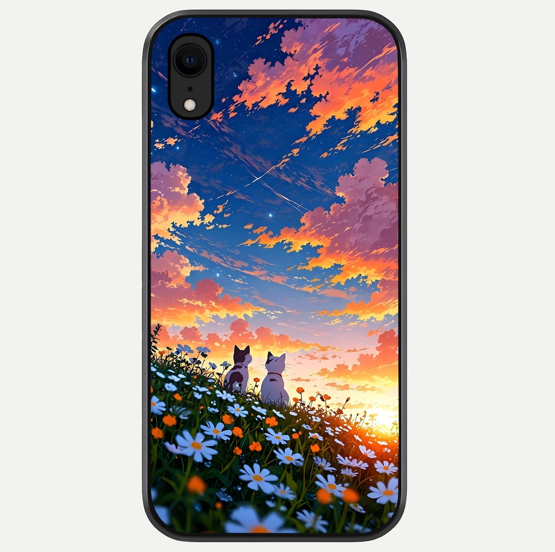 Two Cats Friends Glass Case For iPhone Xr by Custom World