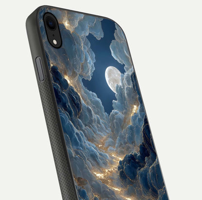 Celestial Cloud Road Glass Case for iPhone Xr close-up view showing road gradient and cloud reflection shine