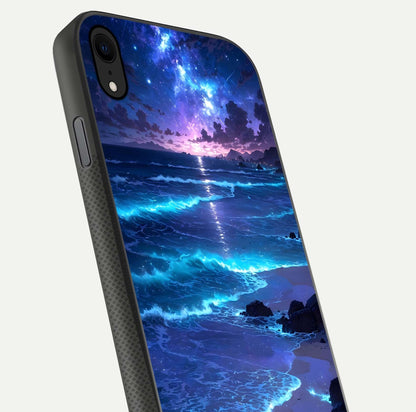 Classic Damn Look Glass Case for iPhone Xr close-up highlighting quote text and reflection shine
