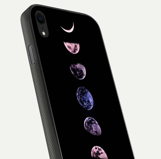 Crimson All Planets Glass Case for iPhone Xr close-up highlighting planet details and reflection polish