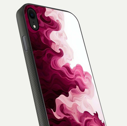 Crimson Wave Flow Glass Case for iPhone Xr close-up highlighting flow texture and reflection tone