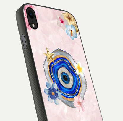 Divine Aura Bloom Glass Case for iPhone Xr close-up highlighting flower glow and reflection tone