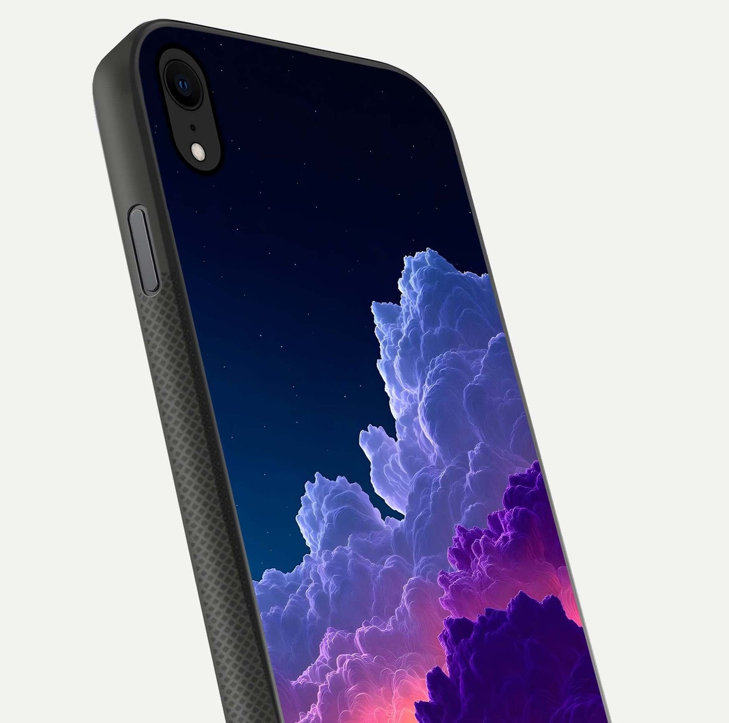 Dreamy Cloud Skies Glass Case for iPhone Xr close-up highlighting soft gradient tones and reflection glow