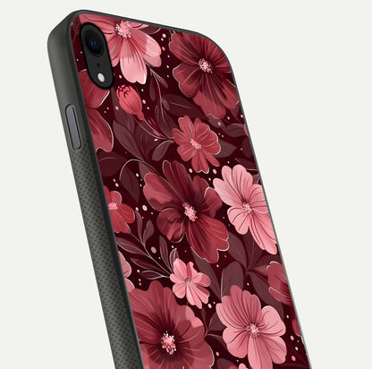 Flower Blush Bloom Glass Case for iPhone Xr close-up highlighting pastel tones and reflection clarity
