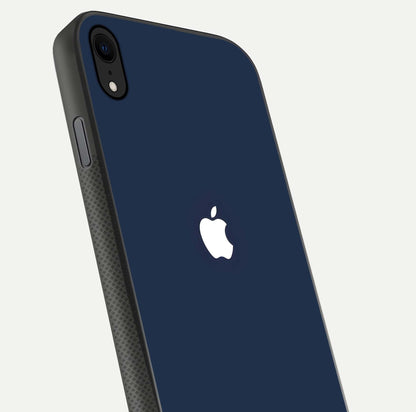 Minimal Apple Night Glass Case for iPhone Xr close-up angled shot showing clean reflection and soft tone