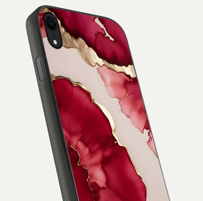 Pink & White Marble Glass Case For iPhone Xr