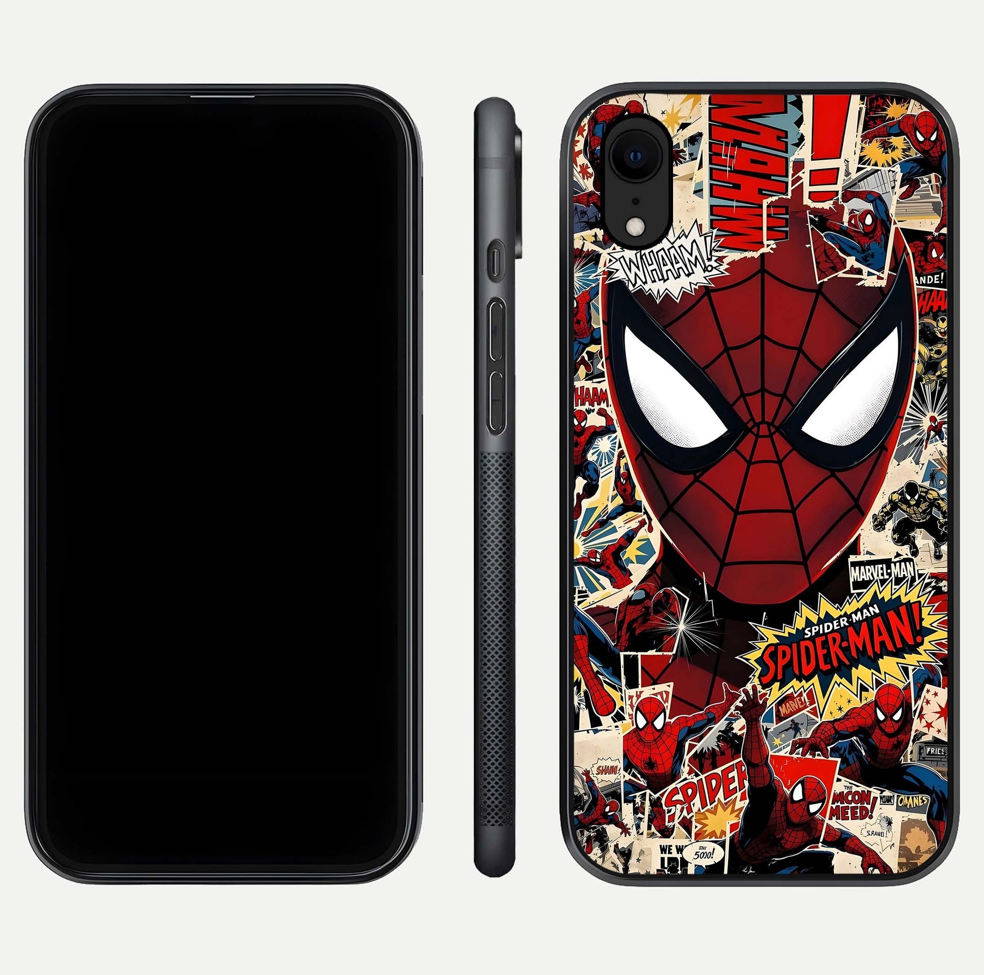 Aesthetic Wonder Spider Glass Case for iPhone 16 Pro dual-view layout showing premium glass shine and strong edge design