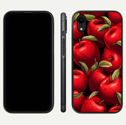 Apple Pattern Glass Case for iPhone Xr front and back layout highlighting clean lines and protective glass finish