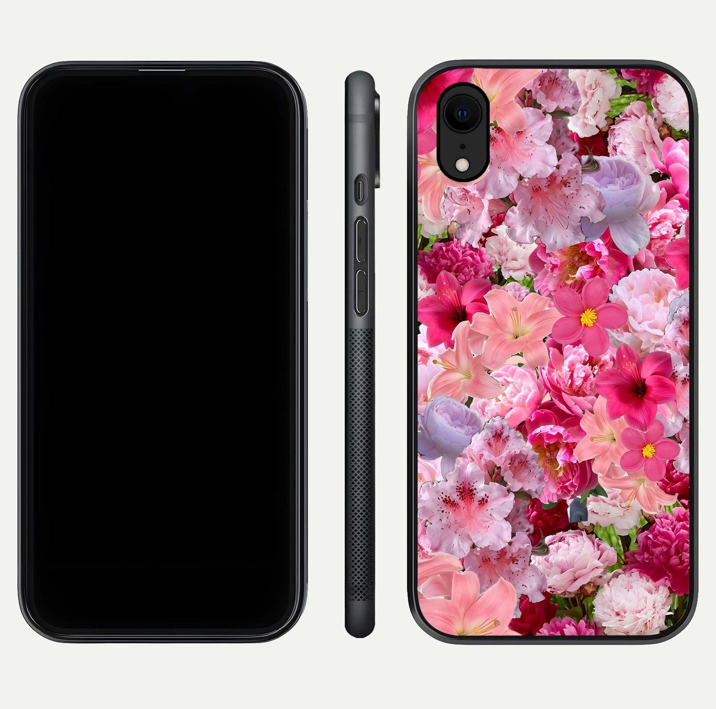 Bloom Crush Fantasy Glass Case for iPhone Xr dual-view layout highlighting edges and premium shine