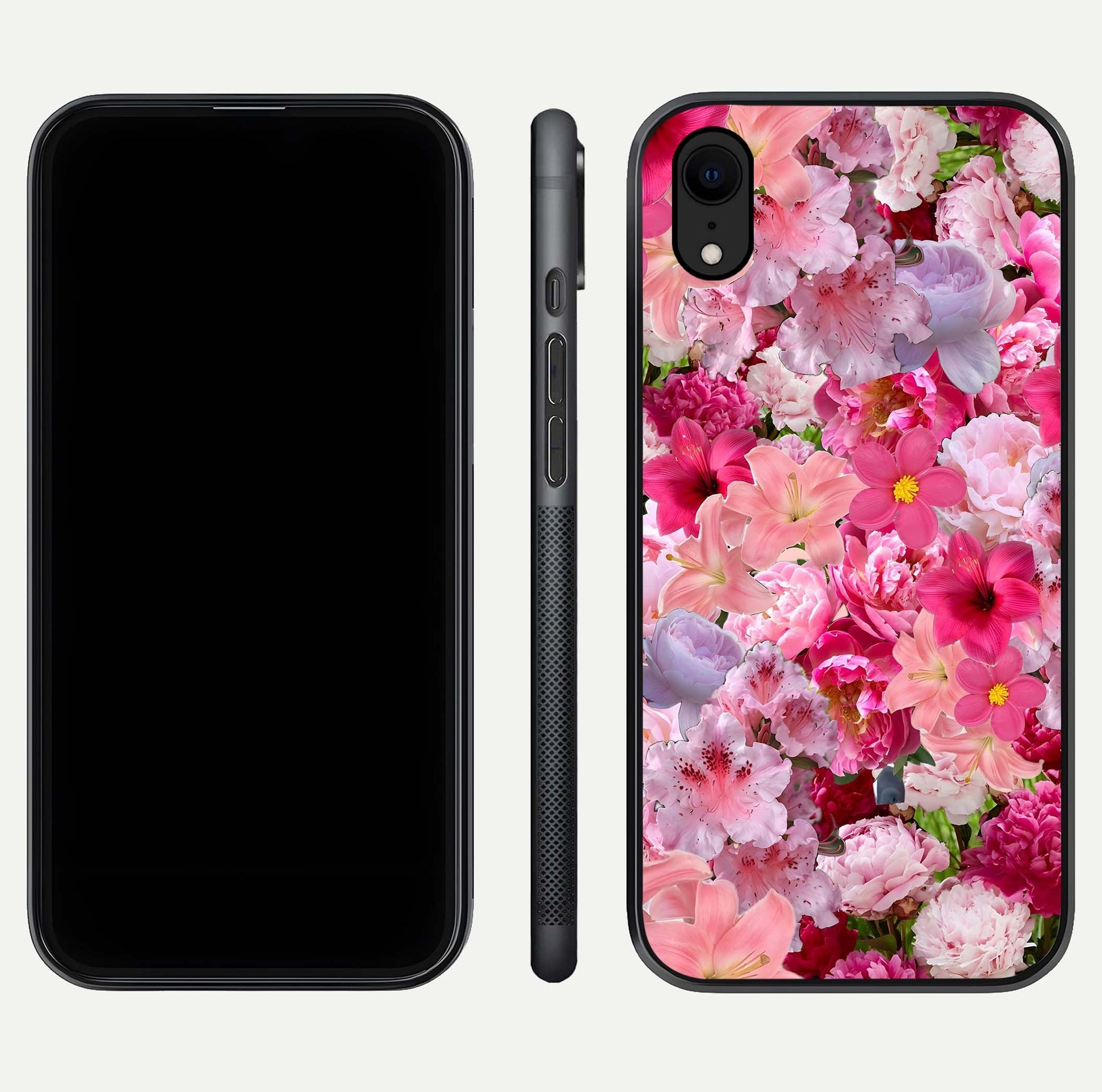 Bloom Crush Fantasy Glass Case for iPhone Xr dual-view layout highlighting edges and premium shine