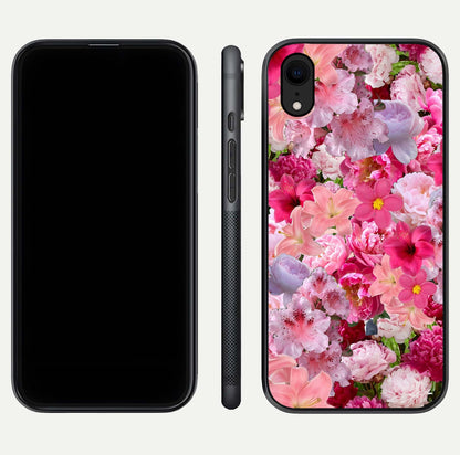 Bloom Crush Fantasy Glass Case for iPhone Xr dual-view layout highlighting edges and premium shine