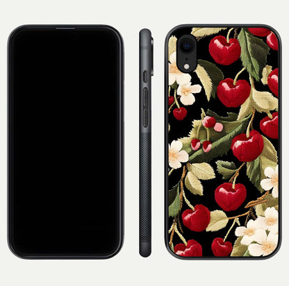 Bloom Thread Art Glass Case for iPhone Xr front-and-back layout showing smooth edges and high-clarity print