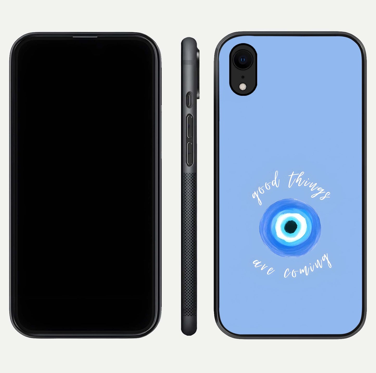Bright Future Ahead Glass Case for iPhone Xr front-and-back layout showing clean font style and gloss shine