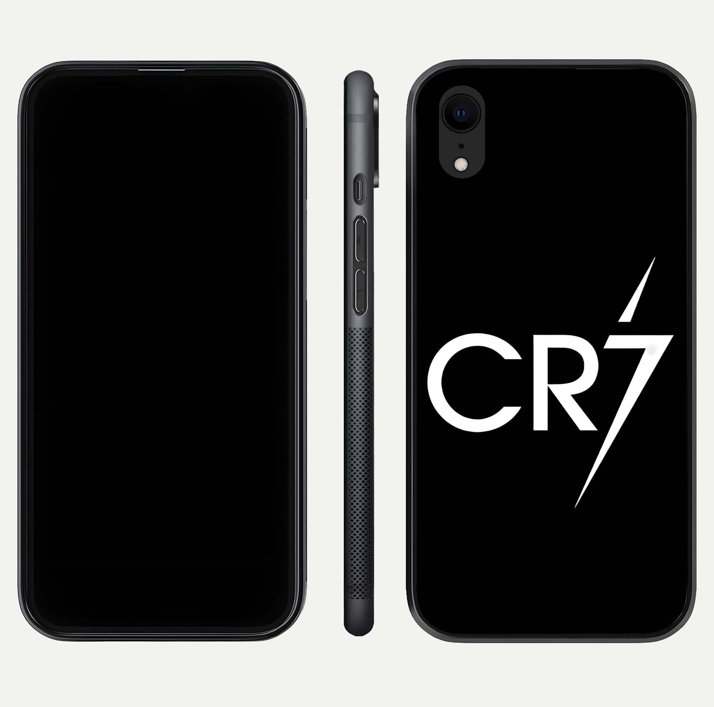 CR7 Elite Strike Glass Case for iPhone Xr dual-view layout showing sport tones and edge clarity