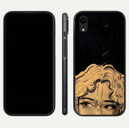 Celestial God’s Plan Glass Case for iPhone Xr front & back layout showing smooth finish and spiritual art