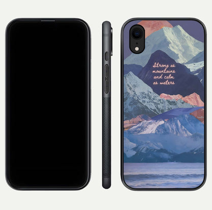 Celestial Mountain Calm Glass Case for iPhone Xr dual-view layout displaying scenic tones and curved finish