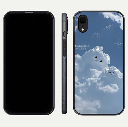 Cloud Bunny Dreams Glass Case for iPhone Xr dual-view layout displaying aesthetic tones and smooth polish