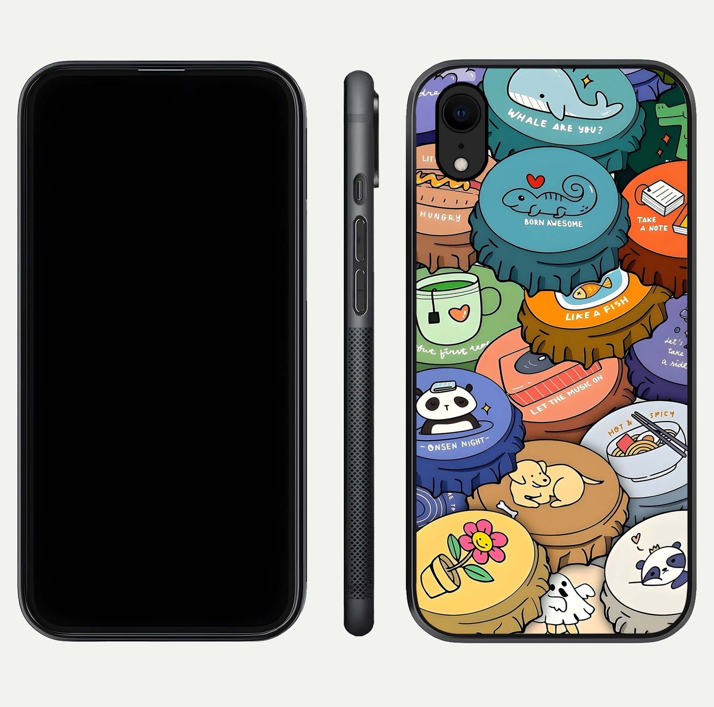Coins Patterns Glass Case for iPhone Xr dual-view layout displaying elegant art and glass clarity
