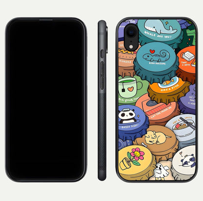Coins Patterns Glass Case for iPhone Xr dual-view layout displaying elegant art and glass clarity