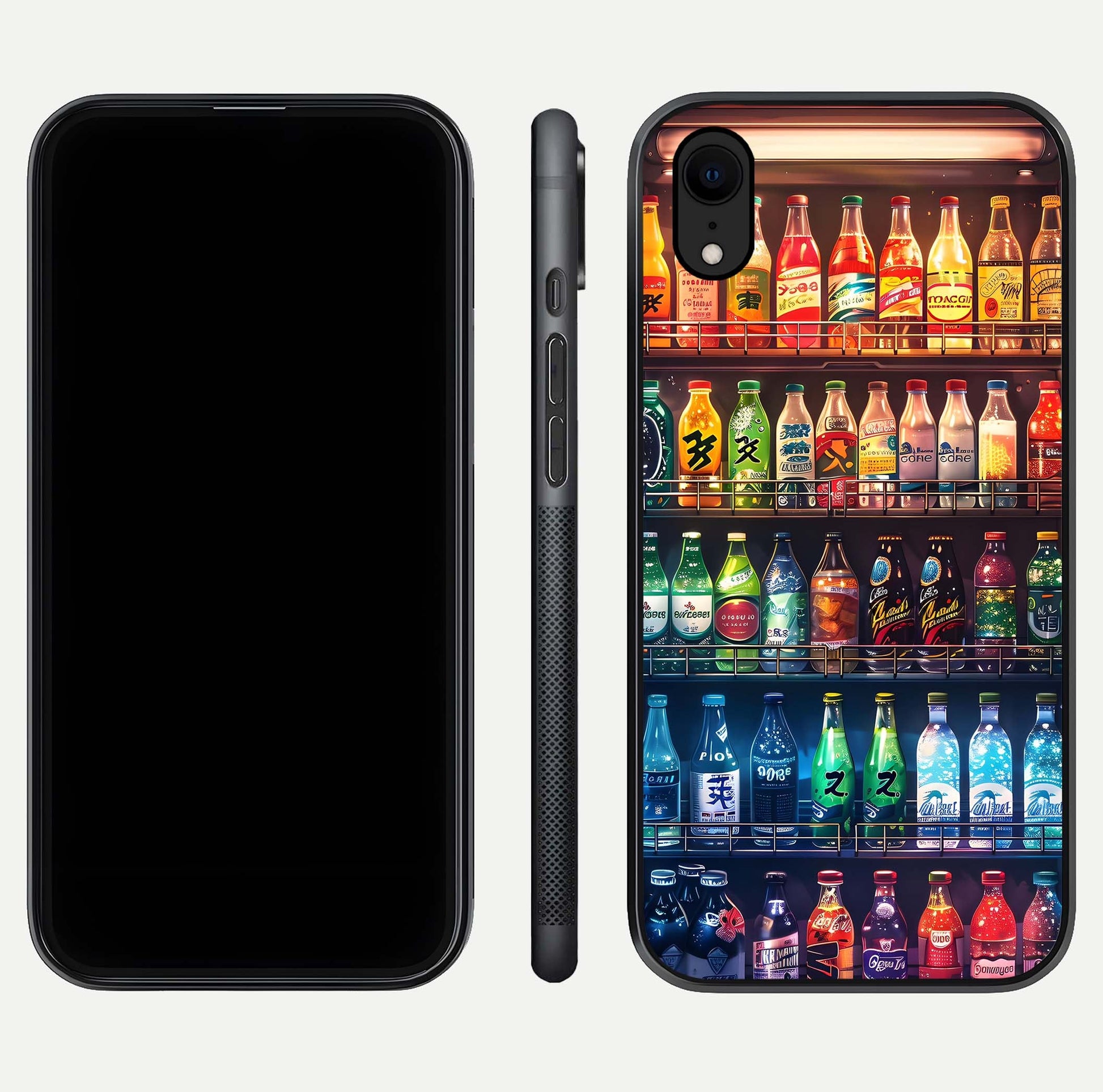 Colorful Soda Bottles Glass Case for iPhone Xr dual-view layout displaying playful tones and gloss clarity