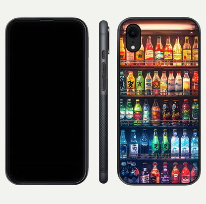Colorful Soda Bottles Glass Case for iPhone Xr dual-view layout displaying playful tones and gloss clarity