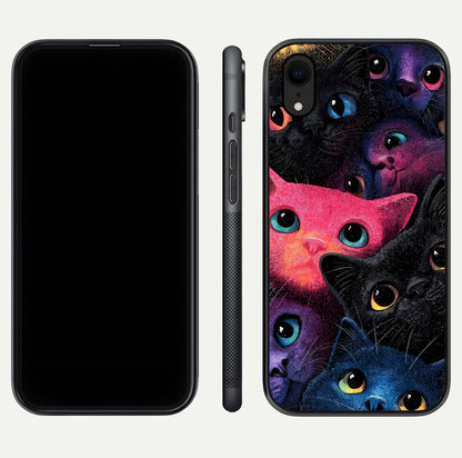 Cosmic Cats Dreams Glass Case for iPhone Xr dual-view layout displaying HD print and glossy shine