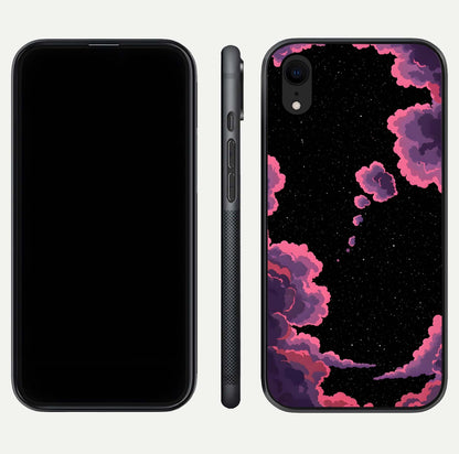 Cosmic Cloud Journey Glass Case for iPhone Xr dual-view layout displaying celestial tones and edge clarity