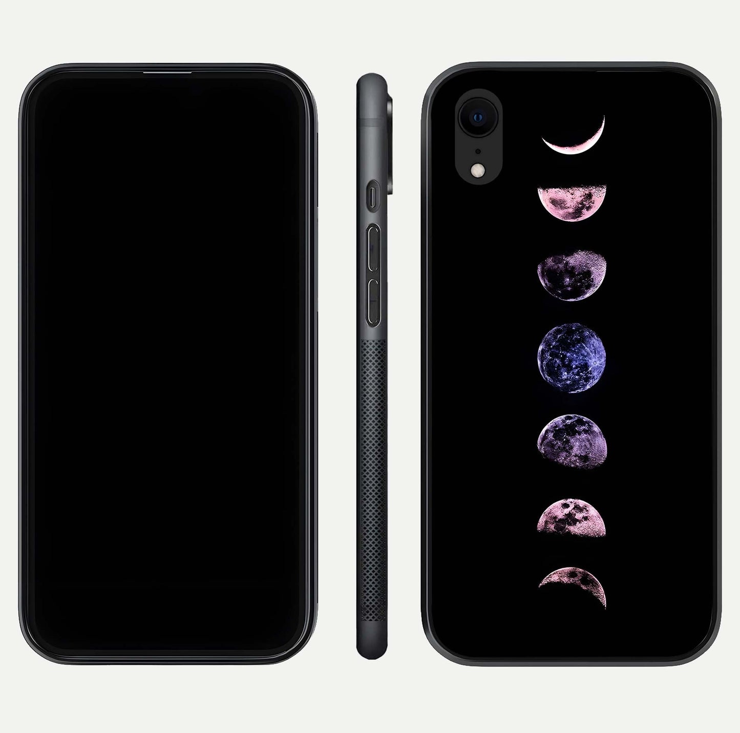 Crimson All Planets Glass Case for iPhone Xr dual-view layout displaying crimson tones and curved edges