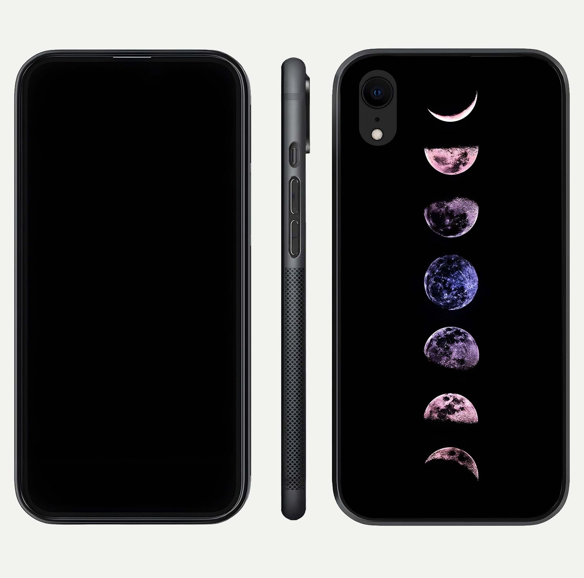 Crimson All Planets Glass Case for iPhone Xr dual-view layout displaying crimson tones and curved edges