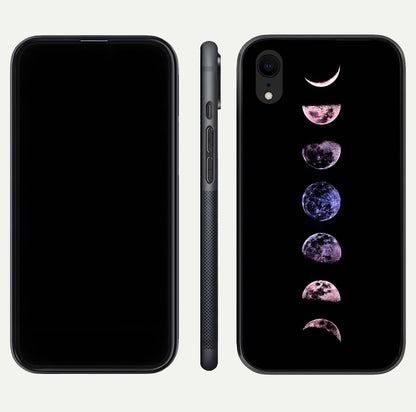 Crimson All Planets Glass Case for iPhone Xr dual-view layout displaying crimson tones and curved edges